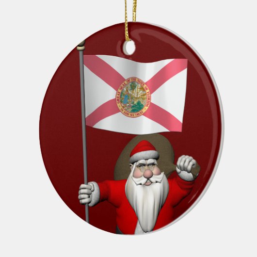 Der Weihnachtsmann mit Abzeichen von Florida Keramikornament (Links)