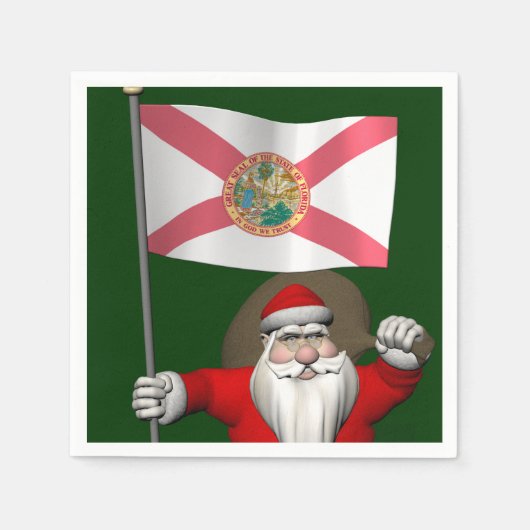 Der Weihnachtsmann mit Abzeichen von Florida Serviette (Vorderseite)