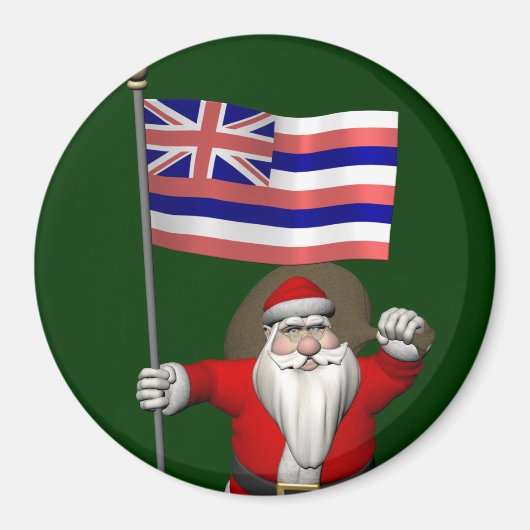 Der Weihnachtsmann mit Abzeichen von Hawaii Magnet (Vorne)