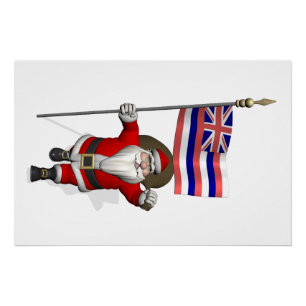 Der Weihnachtsmann mit Abzeichen von Hawaii Poster