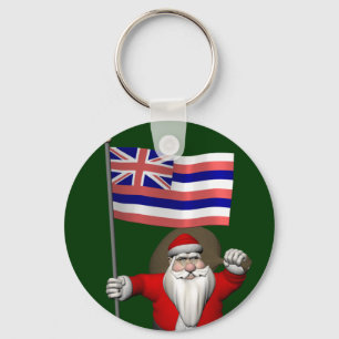 Der Weihnachtsmann mit Abzeichen von Hawaii Schlüsselanhänger