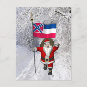 Der Weihnachtsmann mit Abzeichen von Mississippi Feiertagspostkarte