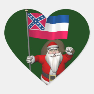 Der Weihnachtsmann mit Abzeichen von Mississippi Herz-Aufkleber