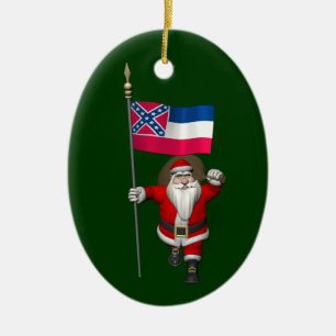 Der Weihnachtsmann mit Abzeichen von Mississippi Keramikornament