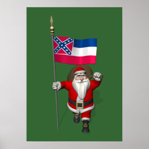 Der Weihnachtsmann mit Abzeichen von Mississippi Poster