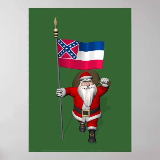 Der Weihnachtsmann mit Abzeichen von Mississippi Poster (Vorne)