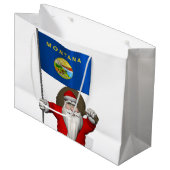 Der Weihnachtsmann mit Abzeichen von Montana Große Geschenktüte (Vorderseite Schrägansicht)