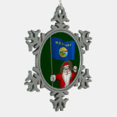 Der Weihnachtsmann mit Abzeichen von Montana Schneeflocken Zinn-Ornament (Links)