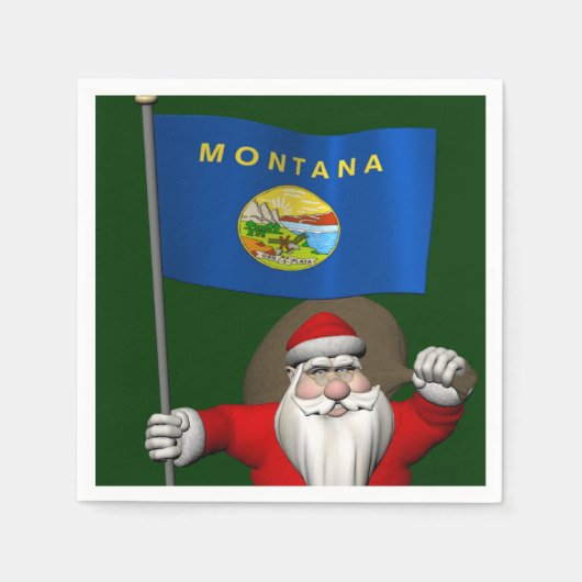 Der Weihnachtsmann mit Abzeichen von Montana Serviette (Vorderseite)