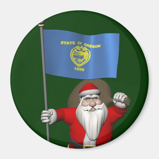 Der Weihnachtsmann mit Abzeichen von Oregon Magnet (Vorne)