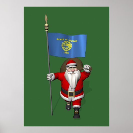 Der Weihnachtsmann mit Abzeichen von Oregon Poster (Vorne)