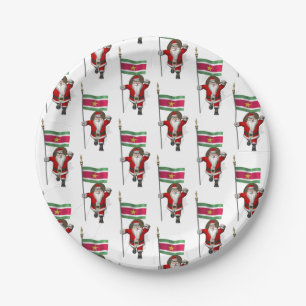 Der Weihnachtsmann mit Abzeichen von Suriname Pappteller
