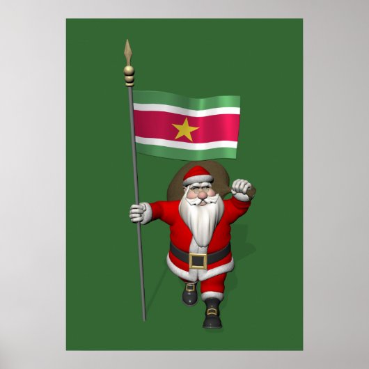 Der Weihnachtsmann mit Abzeichen von Suriname Poster (Vorne)