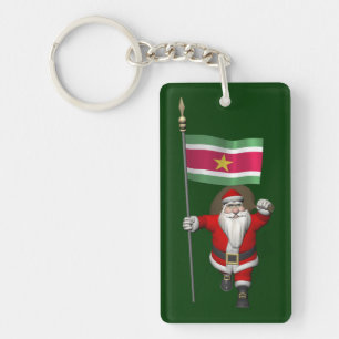 Der Weihnachtsmann mit Abzeichen von Suriname Schlüsselanhänger