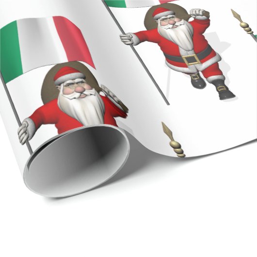 Der Weihnachtsmann mit Ausscheiden aus Italien Geschenkpapier (Rolleneckpunkt)
