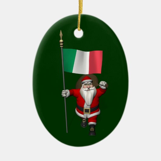 Der Weihnachtsmann mit Ausscheiden aus Italien Keramikornament (Vorne)