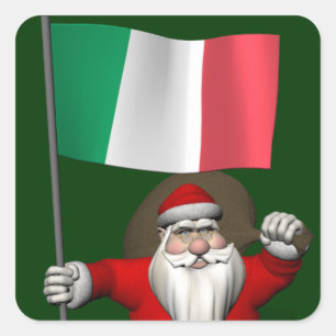 Der Weihnachtsmann mit Ausscheiden aus Italien Quadratischer Aufkleber