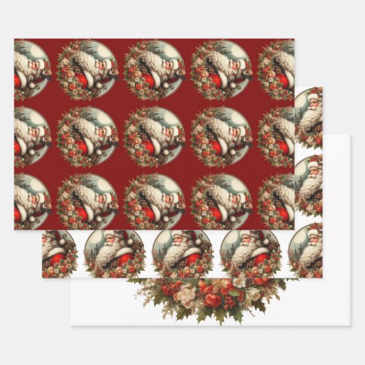 Der Weihnachtsmann mit Dekoration Geschenkpapier Set (Set)