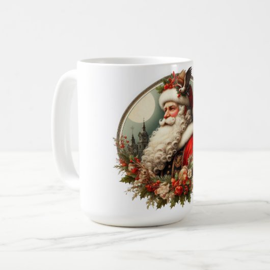 Der Weihnachtsmann mit Dekoration Kaffeetasse (Vorderseite Links)