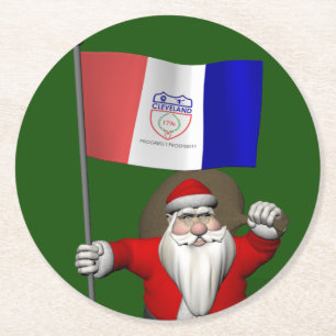 Der Weihnachtsmann mit dem Abschluss von Cleveland Runder Pappuntersetzer