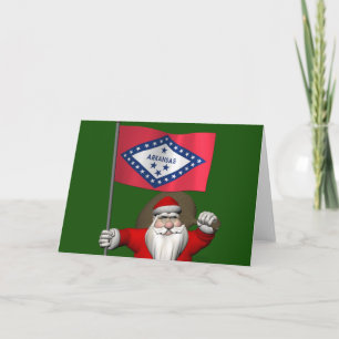Der Weihnachtsmann mit dem Abzeichen von Arkansas Feiertagskarte