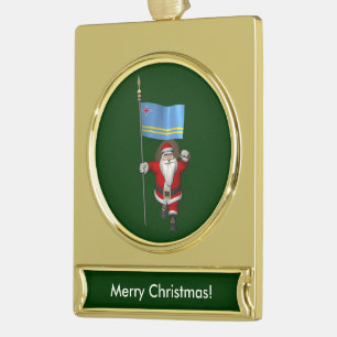 Der Weihnachtsmann mit dem Abzeichen von Aruba Banner-Ornament Gold