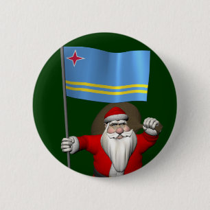 Der Weihnachtsmann mit dem Abzeichen von Aruba Button