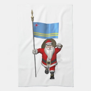 Der Weihnachtsmann mit dem Abzeichen von Aruba Geschirrtuch