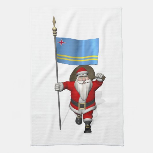 Der Weihnachtsmann mit dem Abzeichen von Aruba Geschirrtuch (Vertikal)