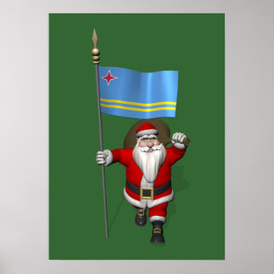 Der Weihnachtsmann mit dem Abzeichen von Aruba Poster