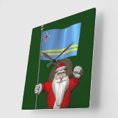 Der Weihnachtsmann mit dem Abzeichen von Aruba Quadratische Wanduhr (Winkel)