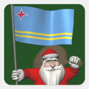 Der Weihnachtsmann mit dem Abzeichen von Aruba Quadratischer Aufkleber