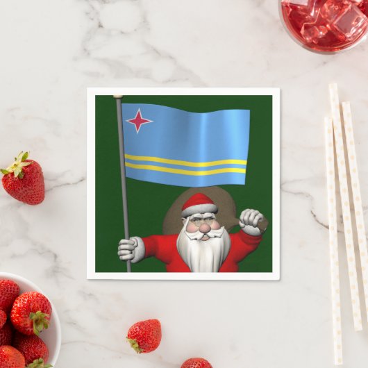 Der Weihnachtsmann mit dem Abzeichen von Aruba Serviette (Beispiel)
