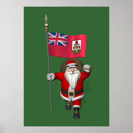 Der Weihnachtsmann mit dem Abzeichen von Bermuda Poster (Vorne)