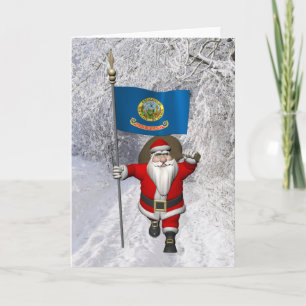 Der Weihnachtsmann mit dem Abzeichen von Idaho Feiertagskarte