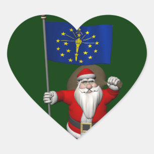 Der Weihnachtsmann mit dem Abzeichen von Indiana Herz-Aufkleber