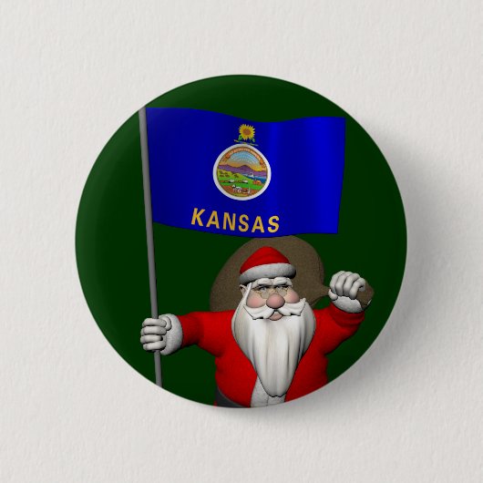 Der Weihnachtsmann mit dem Abzeichen von Kansas Button (Vorderseite)