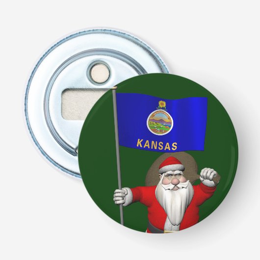Der Weihnachtsmann mit dem Abzeichen von Kansas Flaschenöffner (Vorderseite)