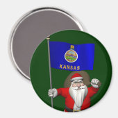 Der Weihnachtsmann mit dem Abzeichen von Kansas Magnet (Vorderseite/Rückseite)