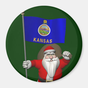 Der Weihnachtsmann mit dem Abzeichen von Kansas Magnet