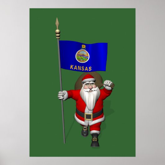 Der Weihnachtsmann mit dem Abzeichen von Kansas Poster (Vorne)