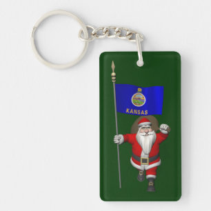 Der Weihnachtsmann mit dem Abzeichen von Kansas Schlüsselanhänger