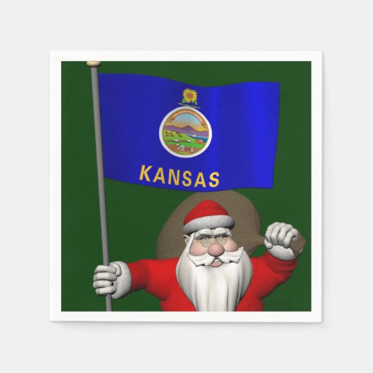 Der Weihnachtsmann mit dem Abzeichen von Kansas Serviette (Vorderseite)