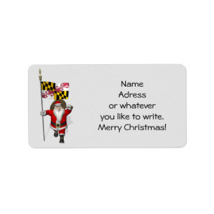Der Weihnachtsmann mit dem Abzeichen von Maryland Adressaufkleber