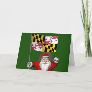 Der Weihnachtsmann mit dem Abzeichen von Maryland Feiertagskarte