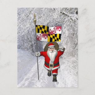 Der Weihnachtsmann mit dem Abzeichen von Maryland Feiertagspostkarte