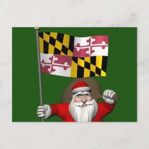 Der Weihnachtsmann mit dem Abzeichen von Maryland Feiertagspostkarte