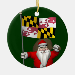 Der Weihnachtsmann mit dem Abzeichen von Maryland Keramikornament