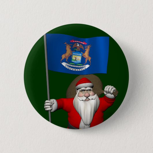 Der Weihnachtsmann mit dem Abzeichen von Michigan Button (Vorderseite)