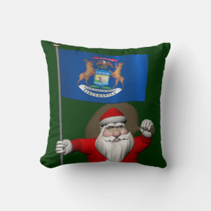 Der Weihnachtsmann mit dem Abzeichen von Michigan Kissen
